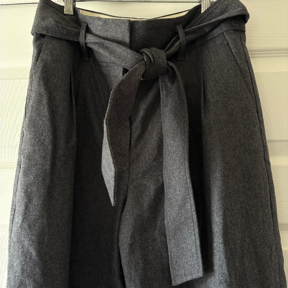 Aritzia Wilfred Charcoal Tie-Waist Work Pants